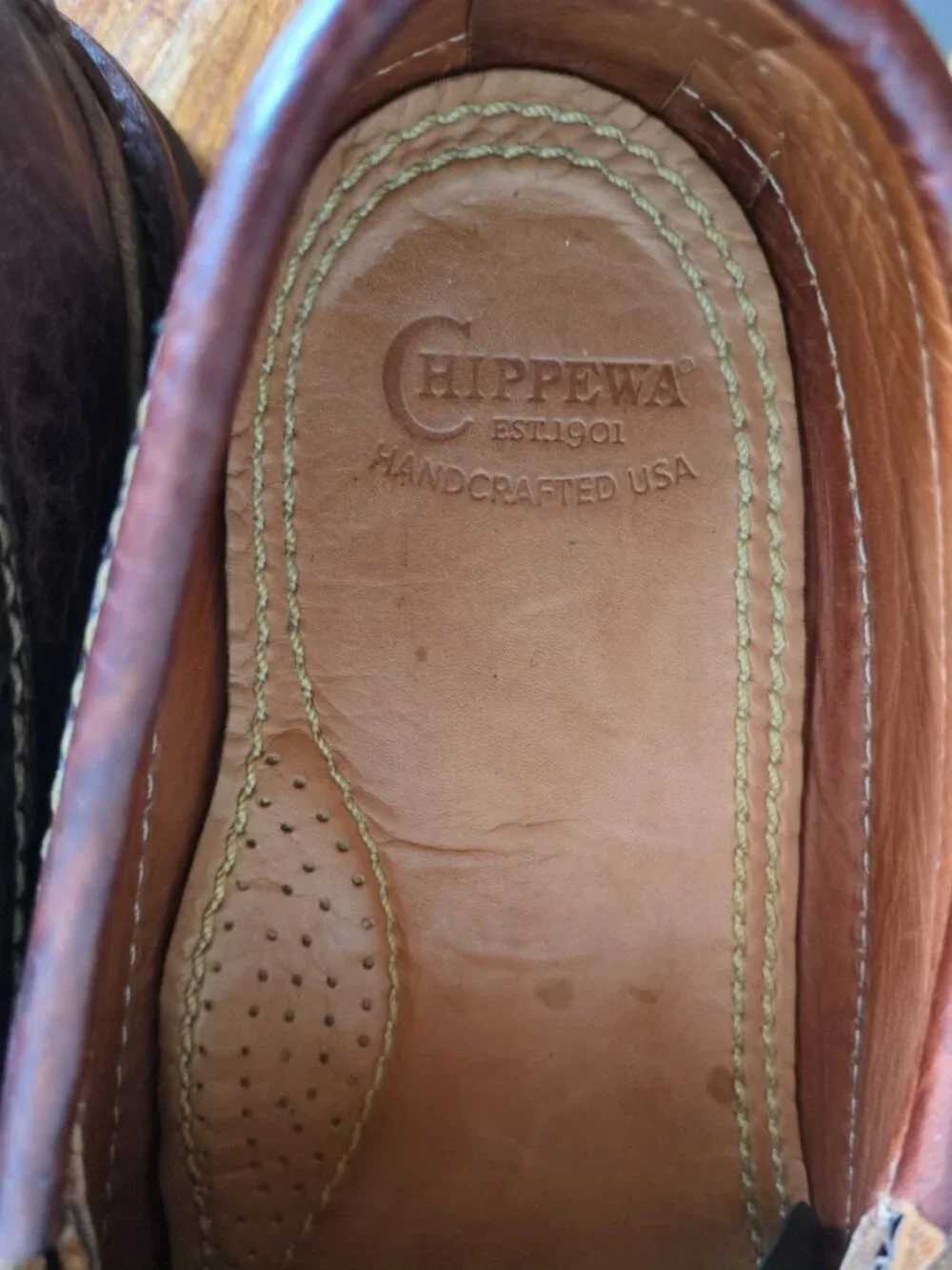 Chippewa Bison Leather Vibram Sole Loafers Shoes Mens 12 D Rugged Brown USA